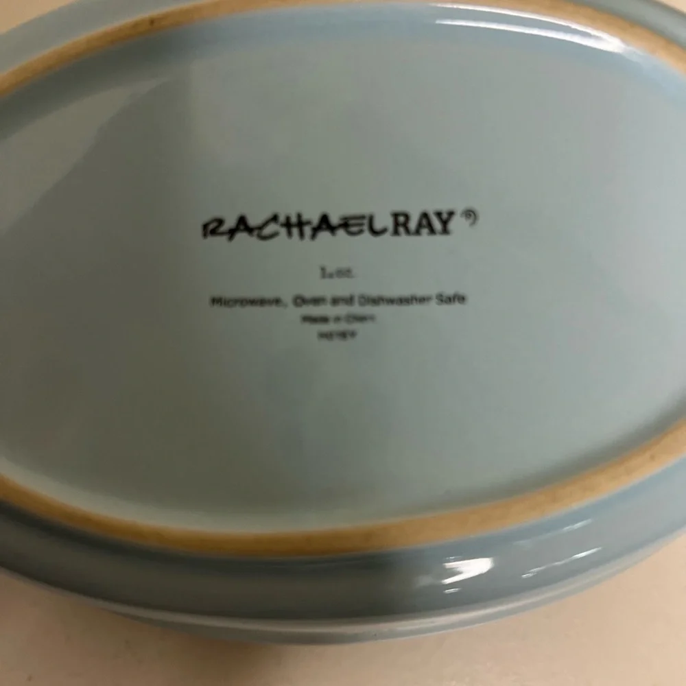 Rachael Ray 12oz Oval Stoneware Baker Dish Light Blue 8” Oven Safe